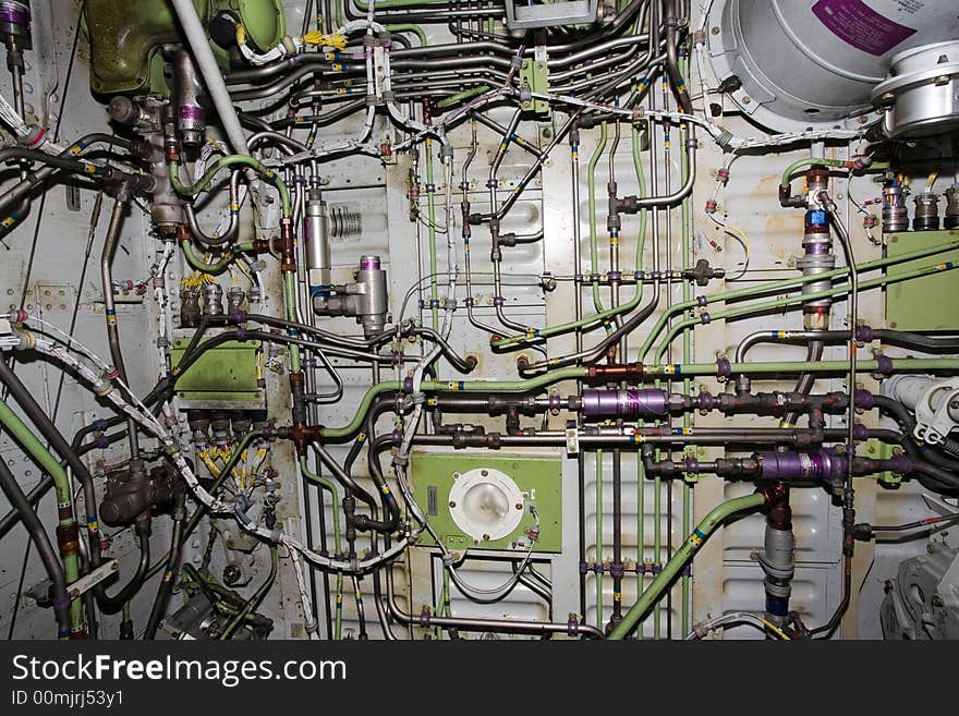 Modern aircraft wheel mechanism, bottom view. Modern aircraft wheel mechanism, bottom view