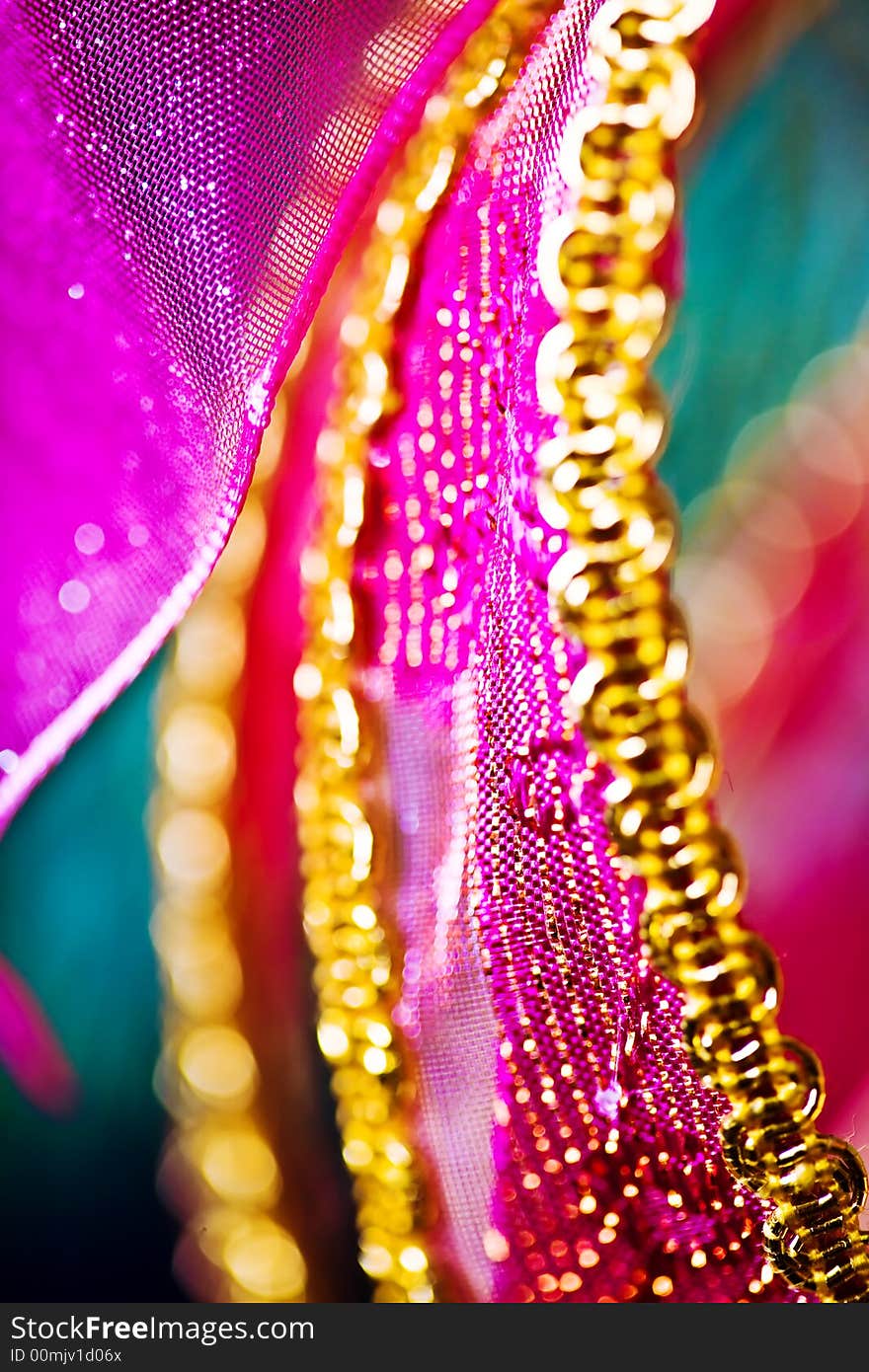 Christmas decoration on the color tinsel background