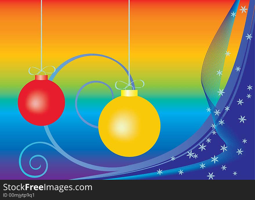 Two christmas balls, vector illustration. Two christmas balls, vector illustration