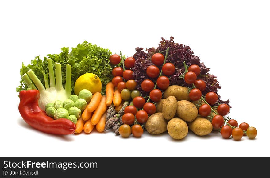 Vegetables on white background