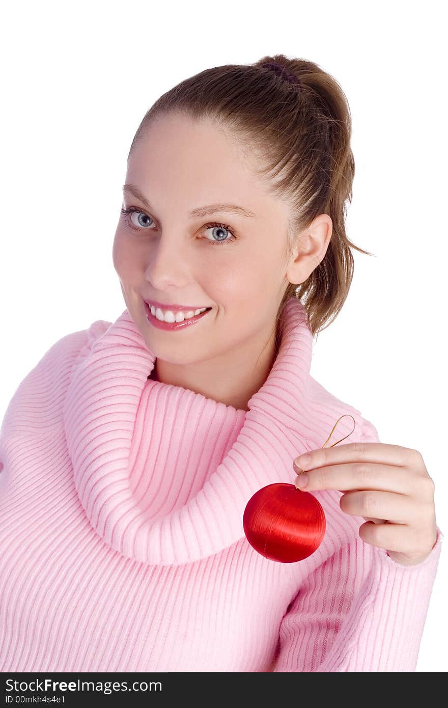 Girl Holding Christmas Ball