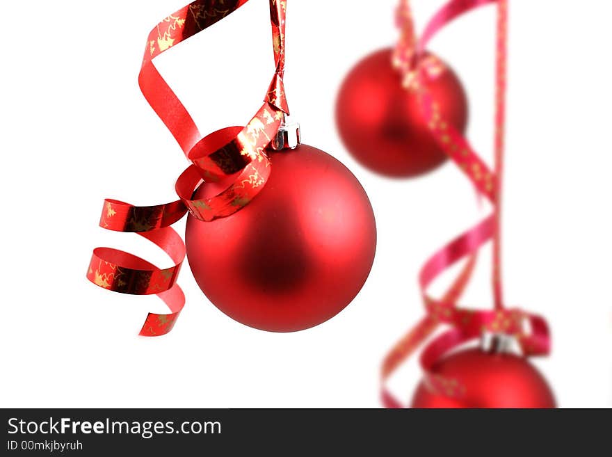 Red balls on white background - Christmas decoration