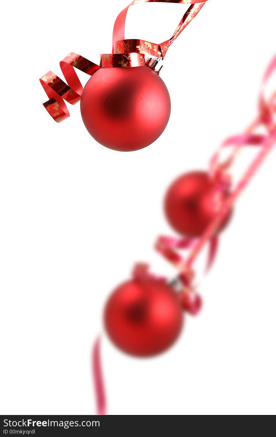 Red balls on white background - Christmas decoration