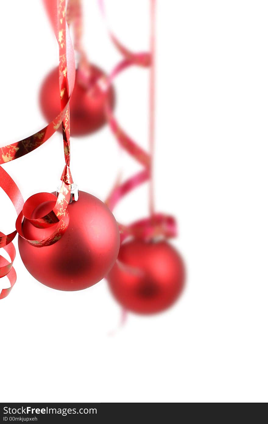 Red balls on white background - Christmas decoration