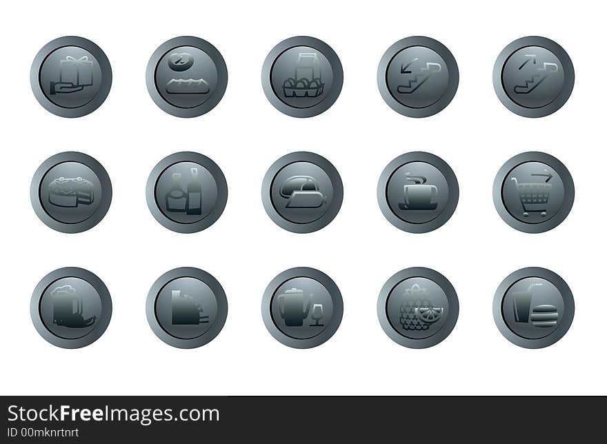 Set of vector round icons for a design with the different symbols