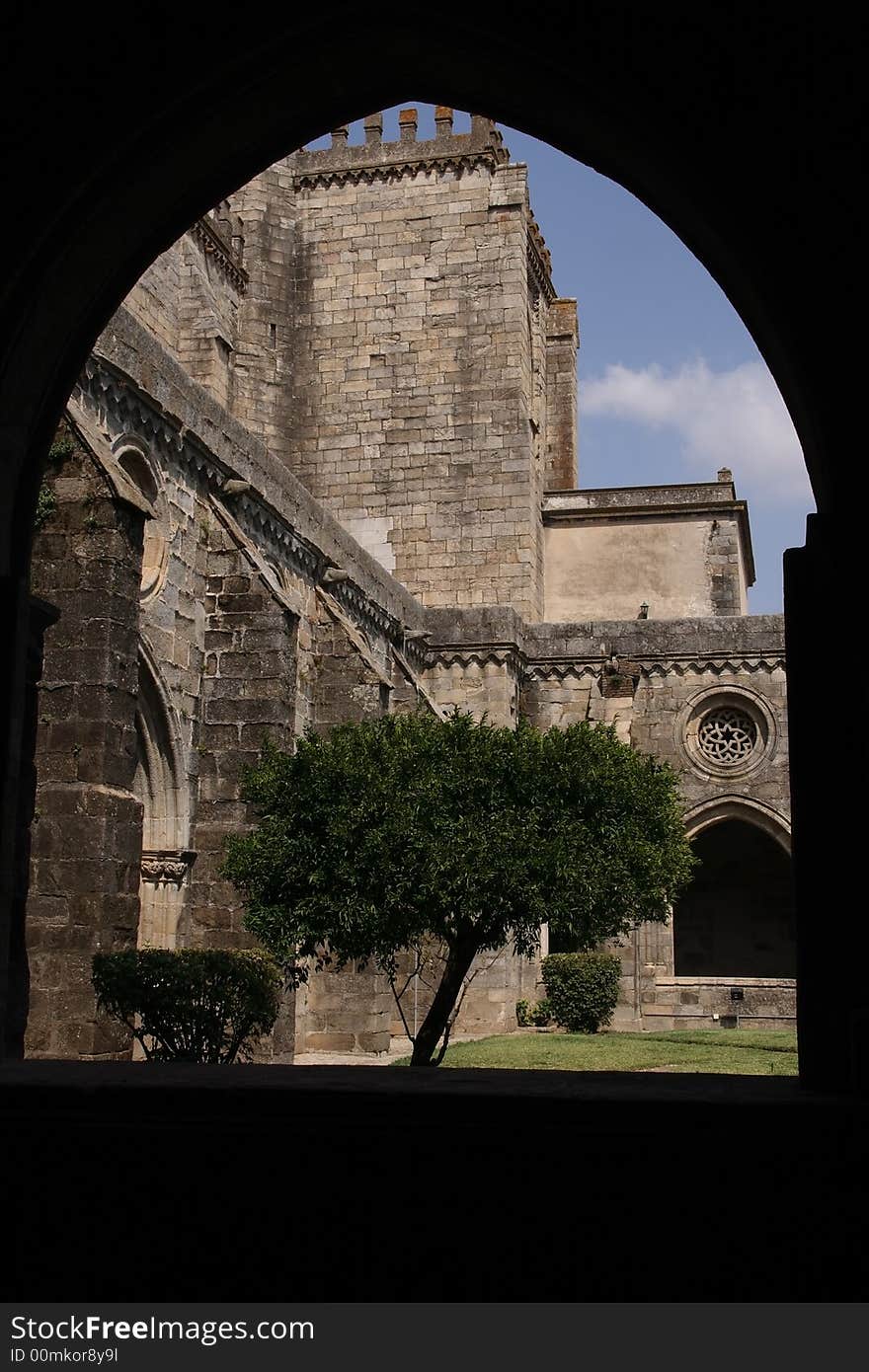 Courtyard in the monastery in Batalhia, Portugal