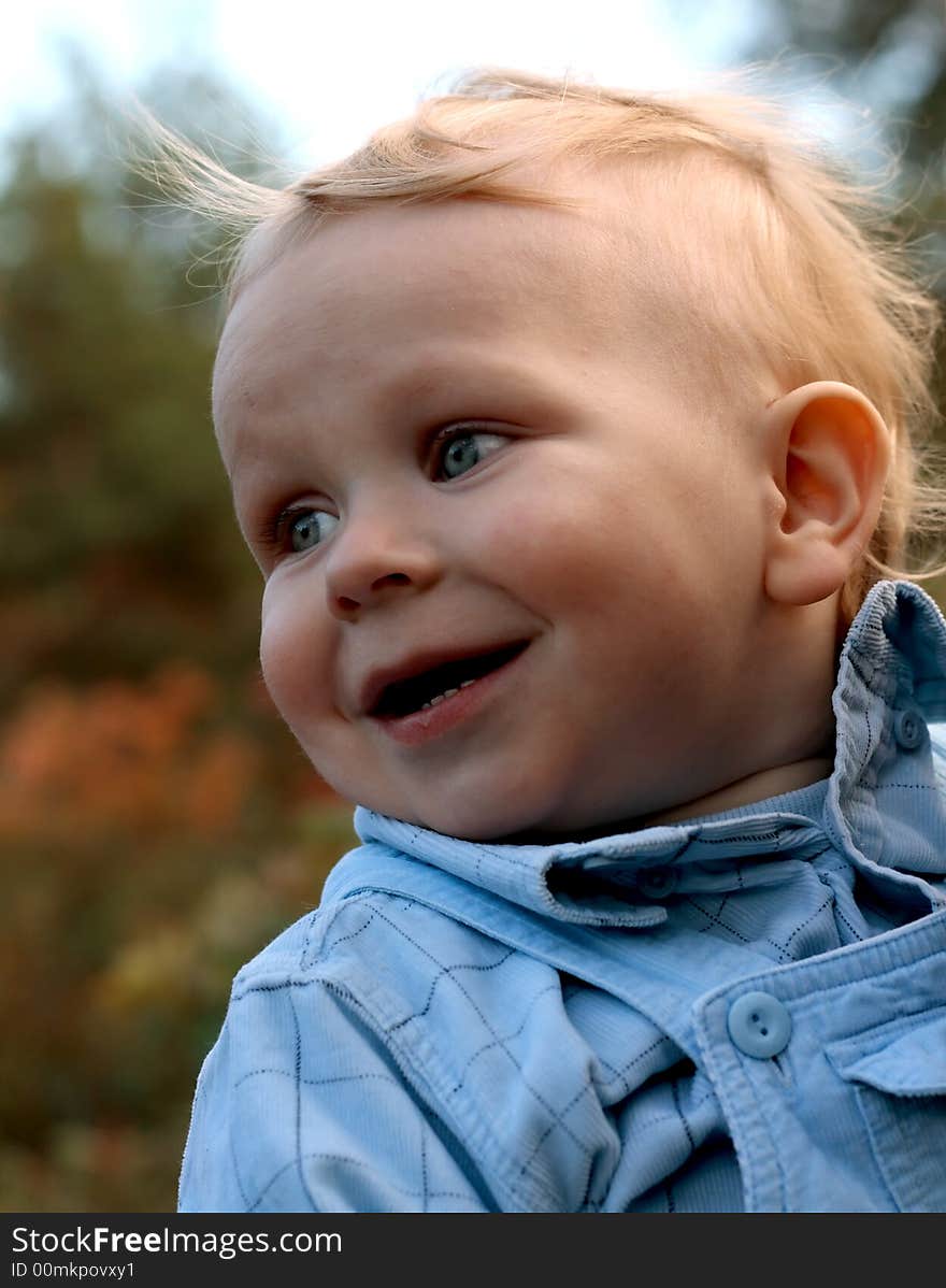 Little child enjoying an outdoor walk. Little child enjoying an outdoor walk