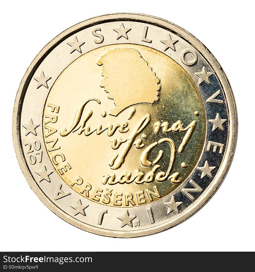 Euro coin isolated on white