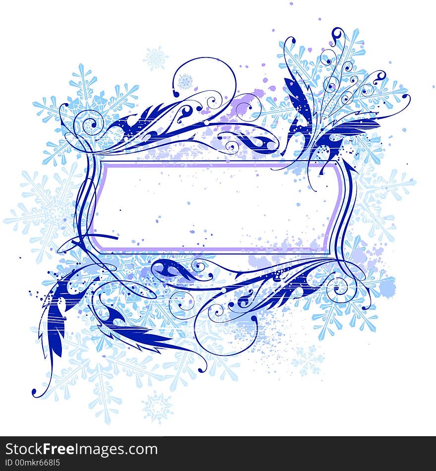 Floral frame & snowflakes