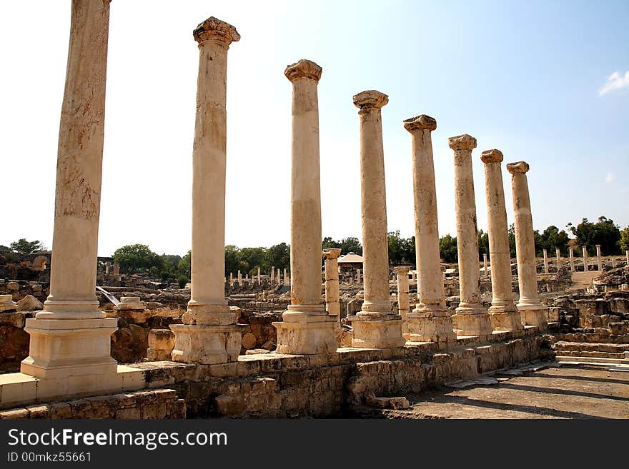 Columns in ancient Beit Shean, Israel