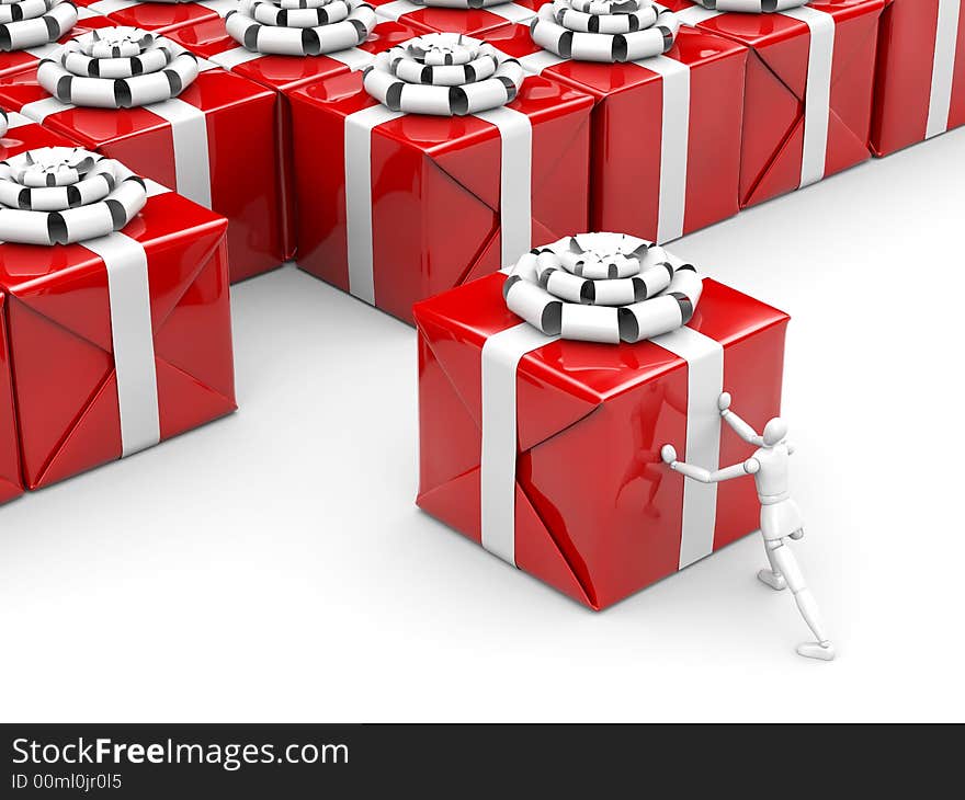 Preparation for holidays. The person prepares gifts