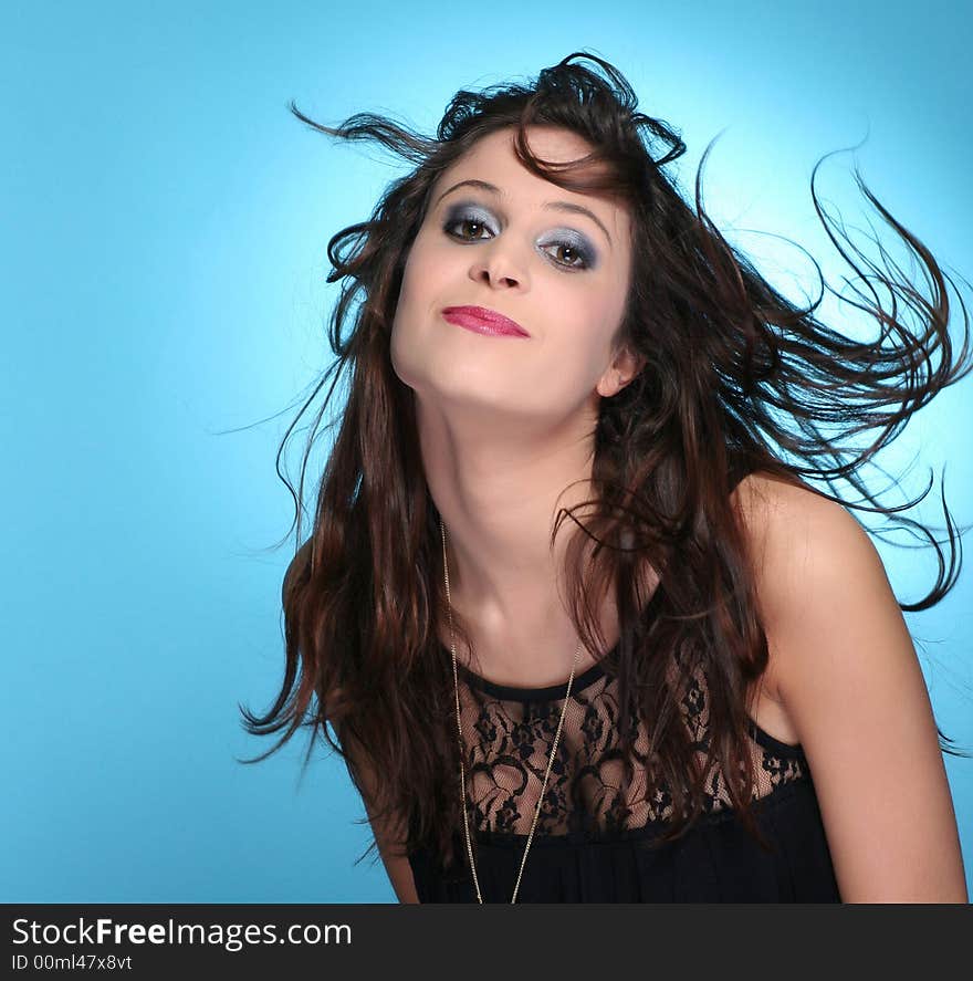 Young woman shaking her head