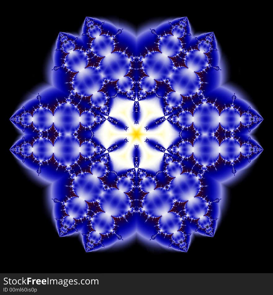 Elaborate illustration of a blue glass-like snowflake. Elaborate illustration of a blue glass-like snowflake