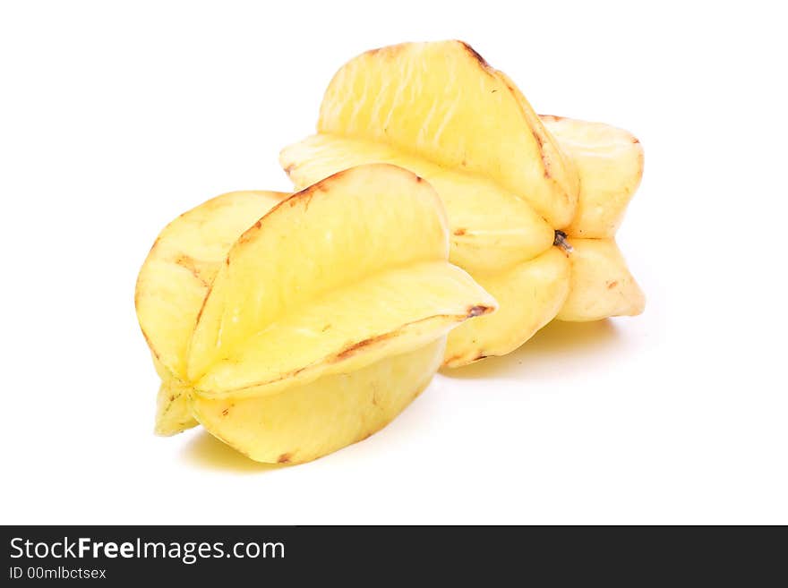 Carambola. Image series of fresh vegetables and fruits on white background. Carambola. Image series of fresh vegetables and fruits on white background