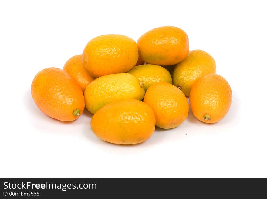 Cumquat, image series of fresh vegetables and fruits on white background. Cumquat, image series of fresh vegetables and fruits on white background