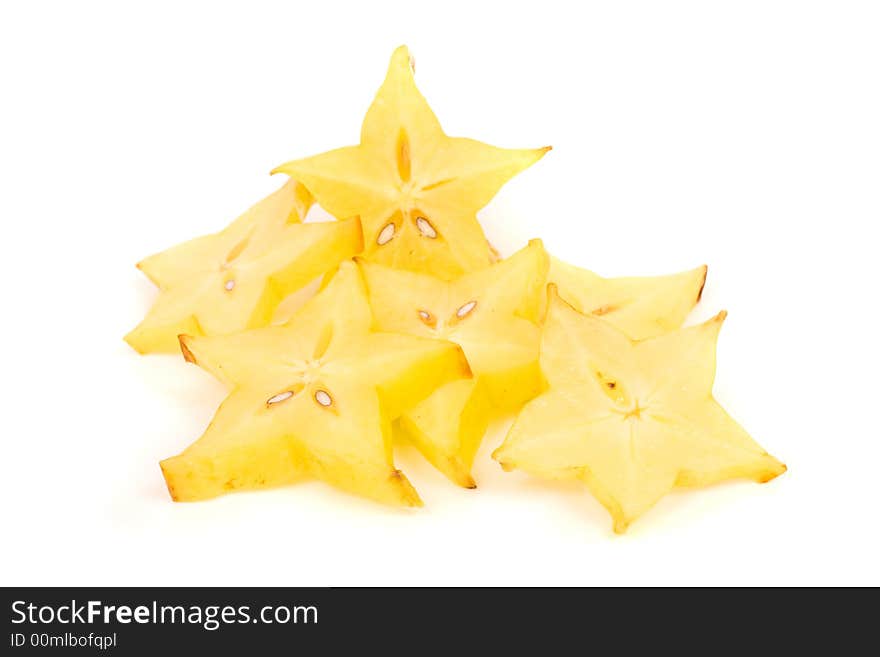 Carambola. Image series of fresh vegetables and fruits on white background