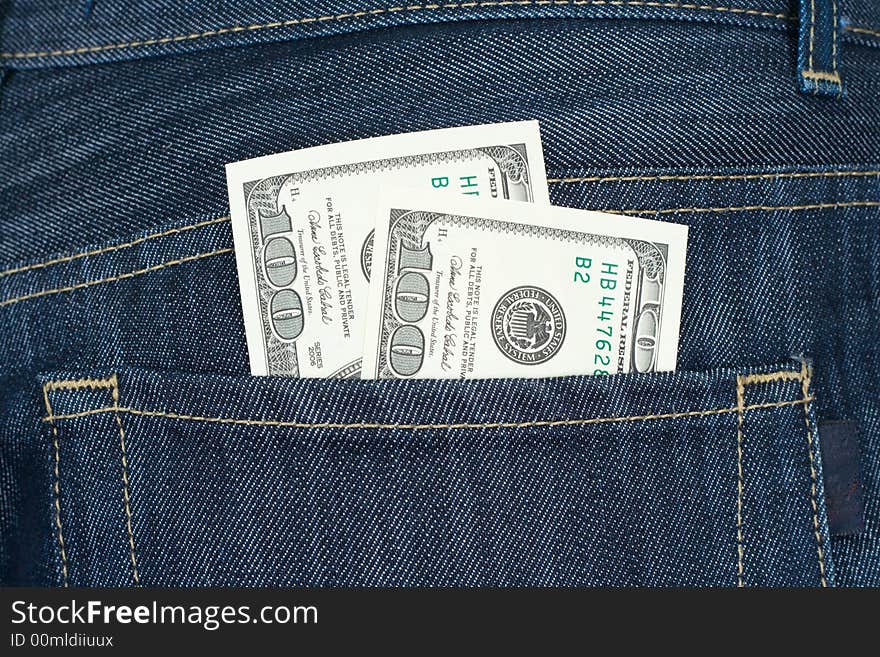 Two hundreds dollars in a back pocket of trousers