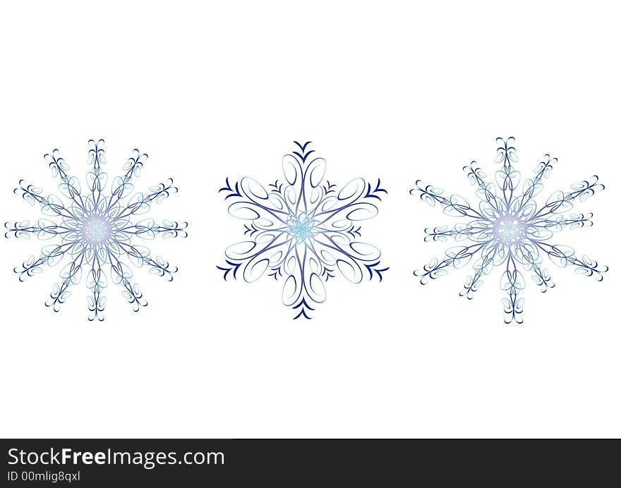 Three Vector Snowflakes