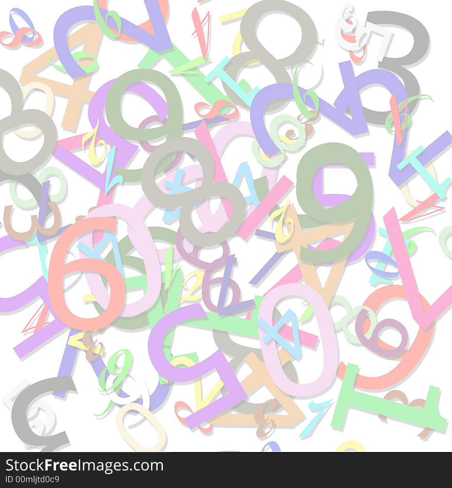 Pattern combined of transparent colorful numbers on white background. Pattern combined of transparent colorful numbers on white background