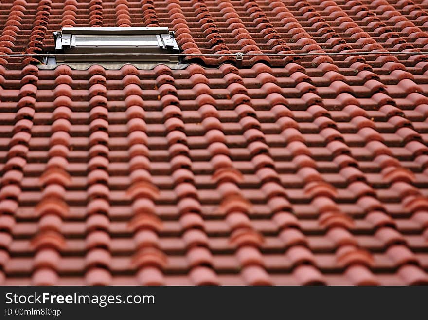 Background of red roof and top opening - depth of field