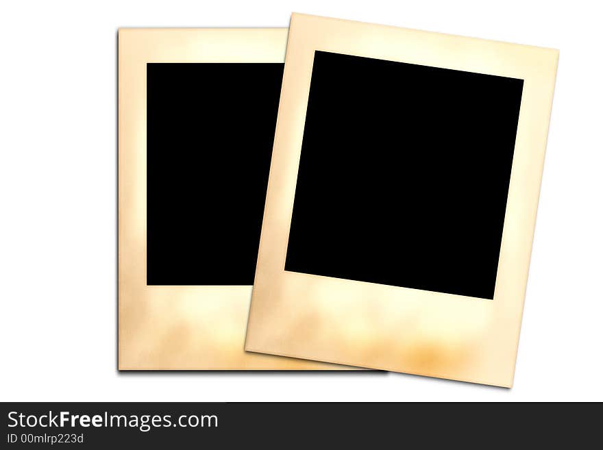 Two aged photo frames isolated on white background