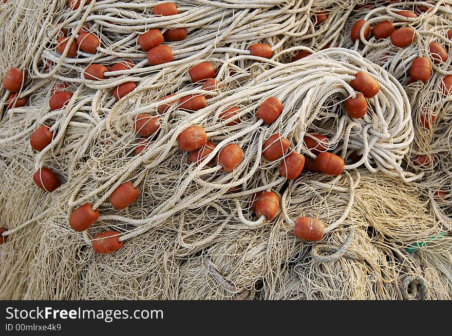 Detail of old fishermans net