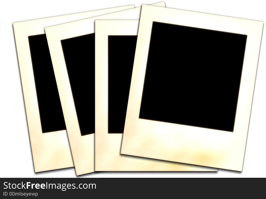 Four aged photo frames isolated on white background, illustration