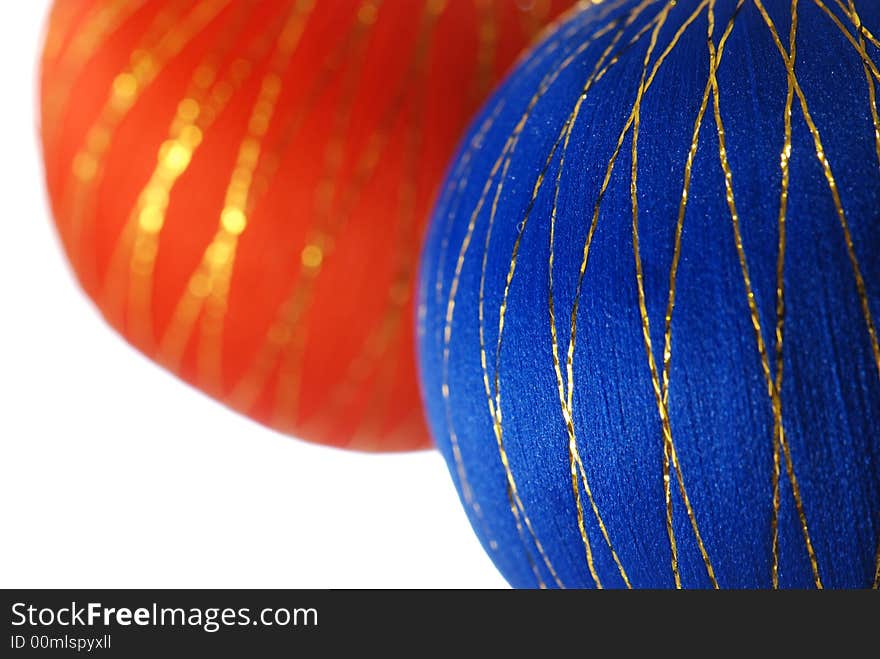 Christmas baubles isolated on white background