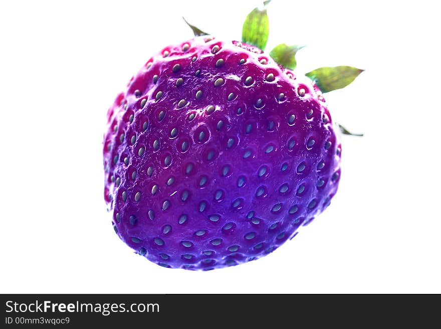 Dark-violet berry of a strawberry on a white background