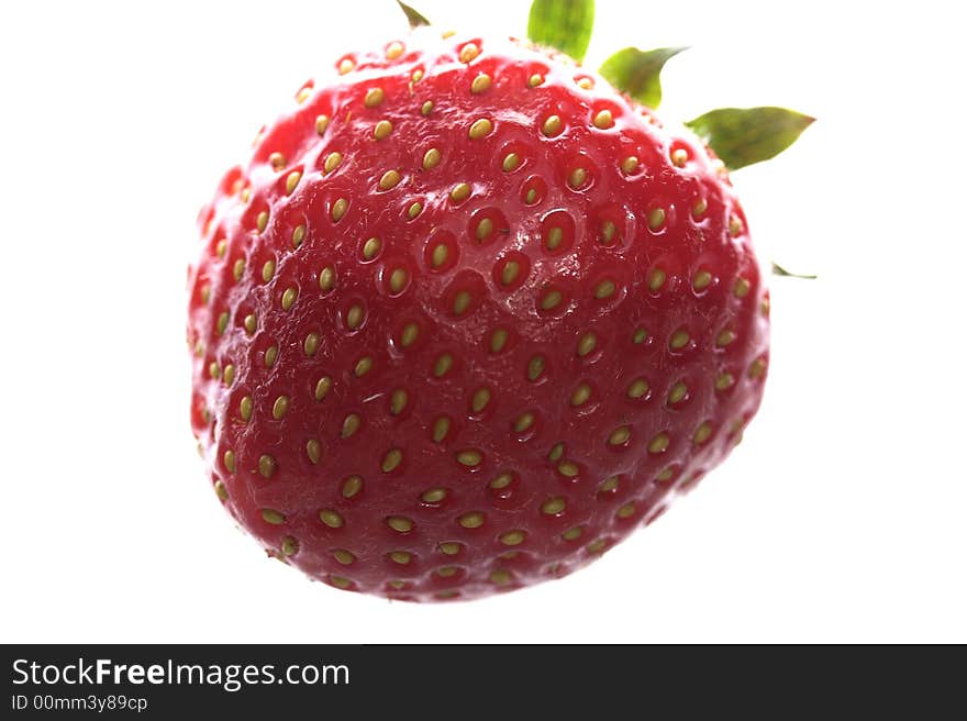 Bright red strawberry on a white background