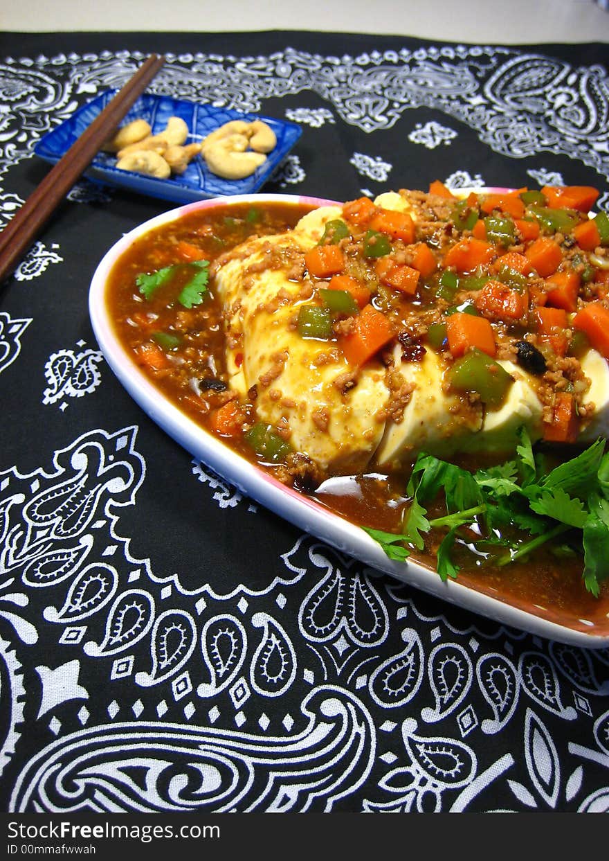 Close-up of Chinese Tofu Dish. Close-up of Chinese Tofu Dish