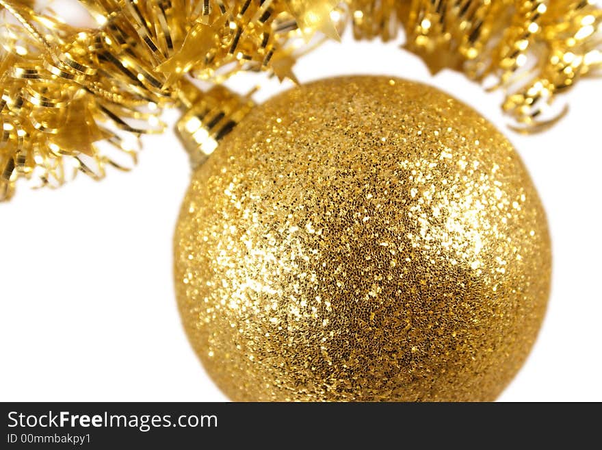 Golden christmas ball isolated