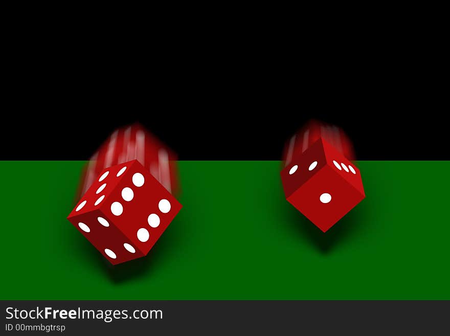 Rolling red dice with white dots illustration. Rolling red dice with white dots illustration