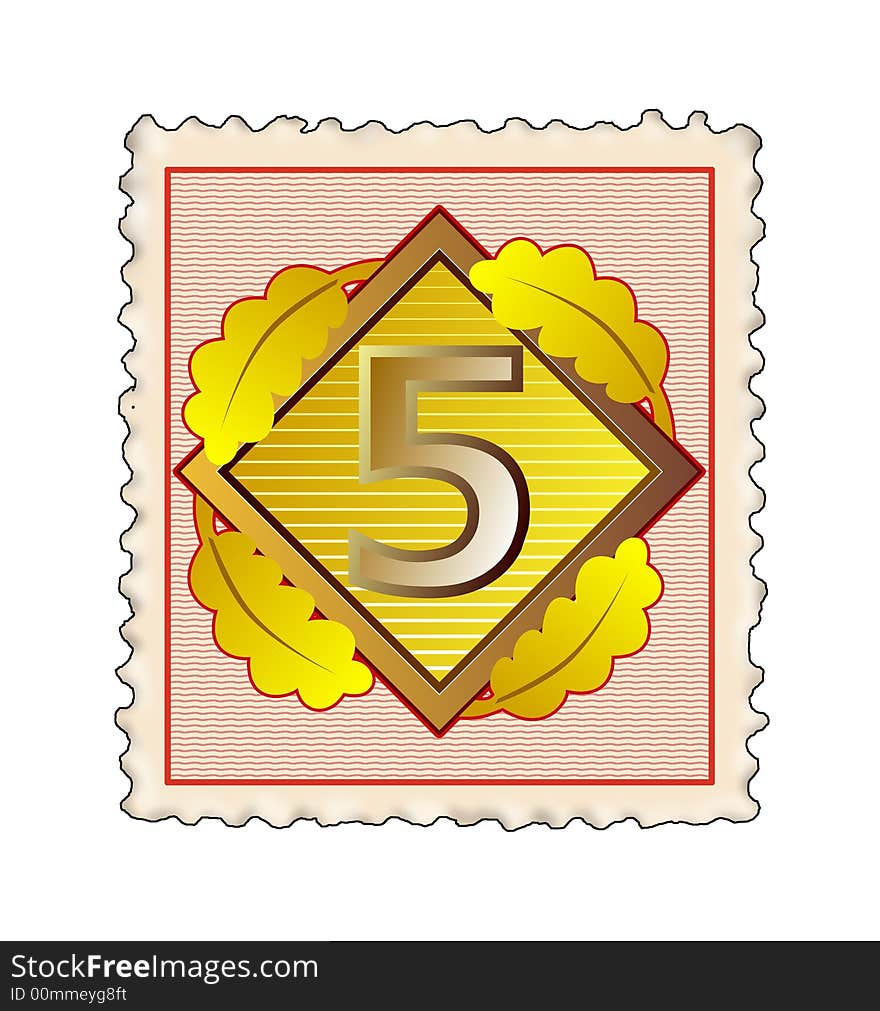 Vector art of a Stamp with number 5