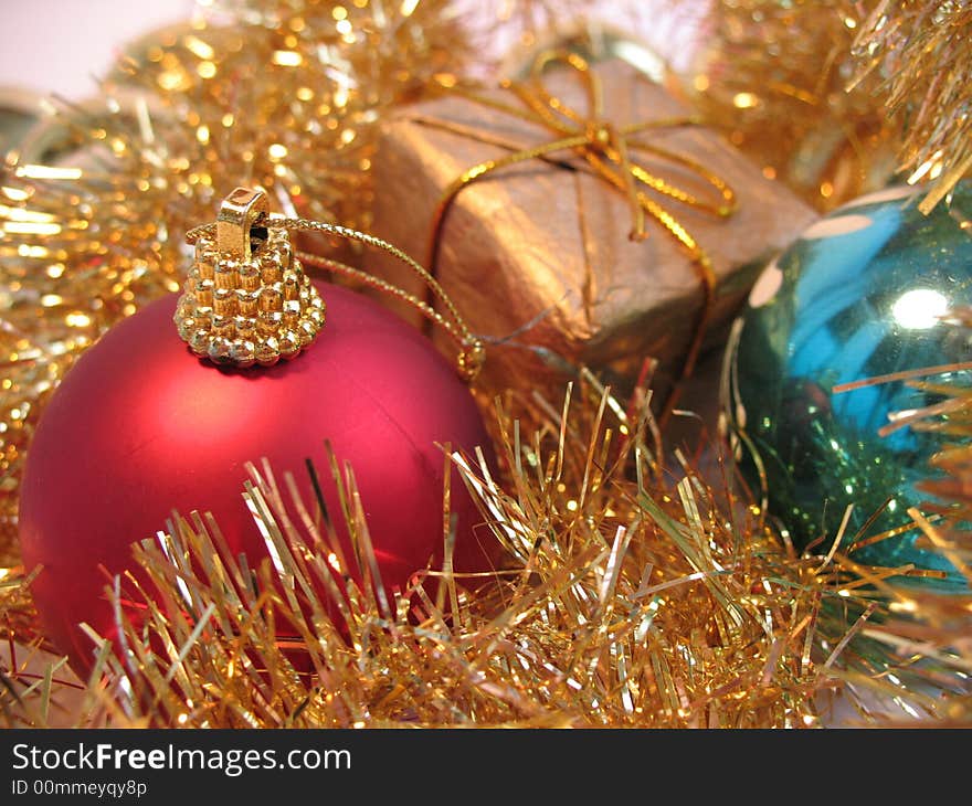 Red and blue christmas balls