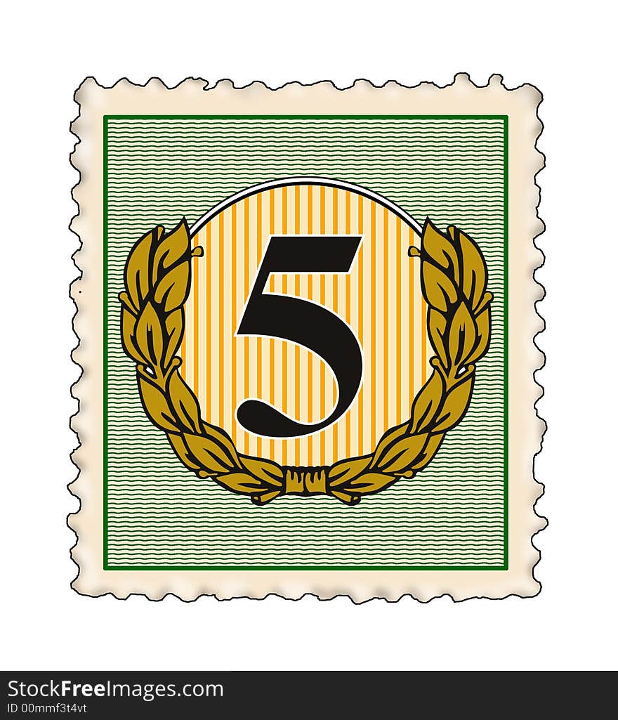 Vector art of a Number five stamp icon