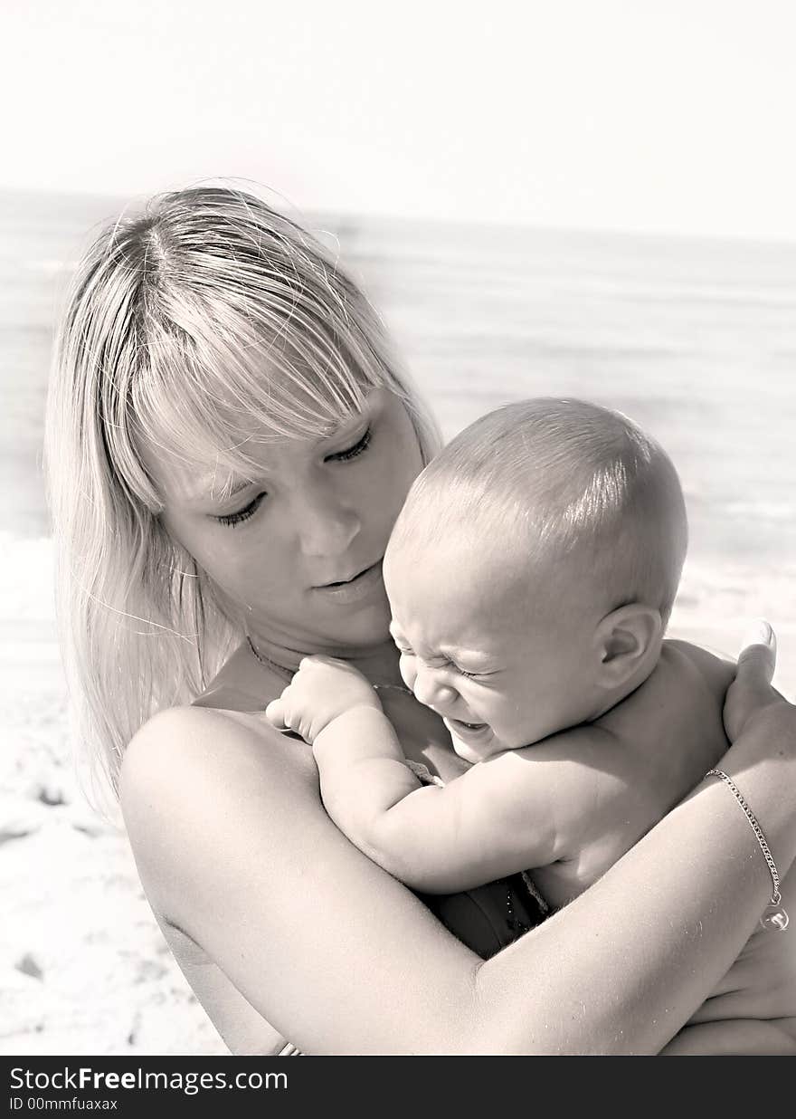 Close up of mother and crying baby