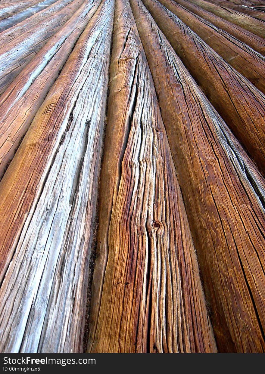 Wooden flooring from old logs