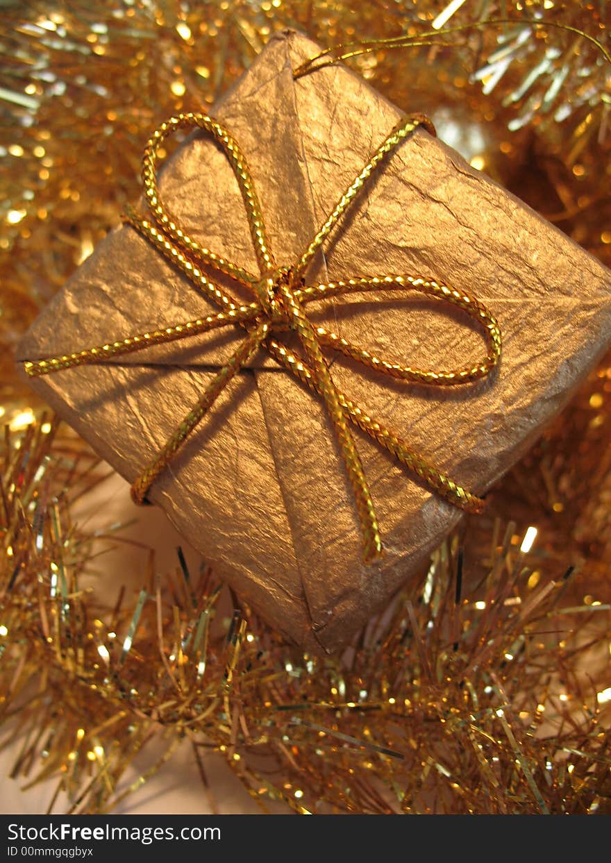 Golden Christmas Gift Box