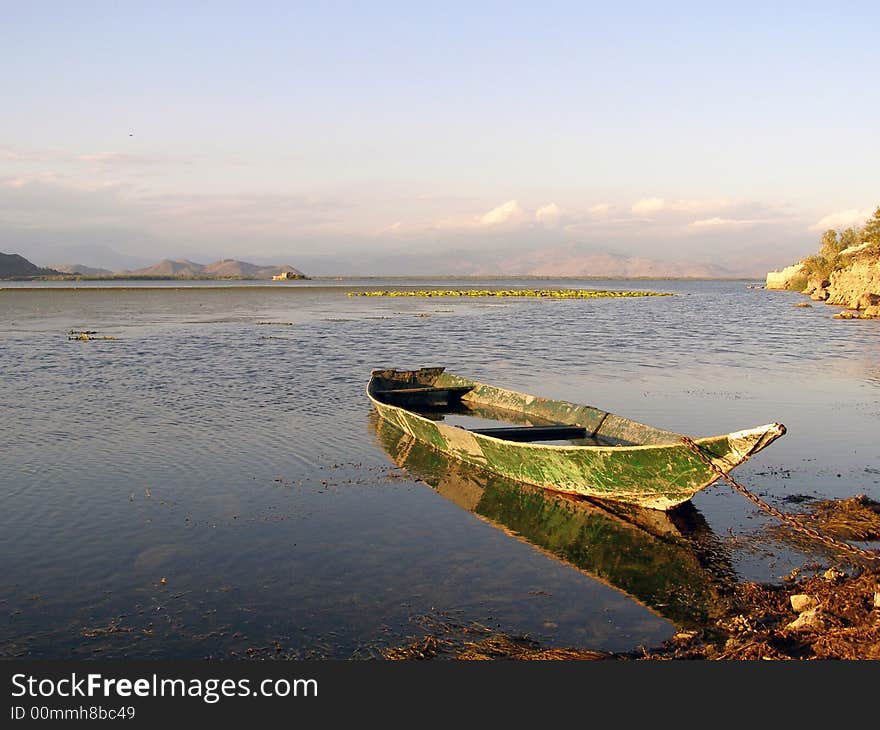 Boat on the Lake, in Montenegro. Boat on the Lake, in Montenegro