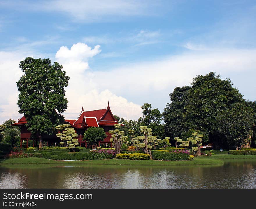 Traditional Thai garden with a house. Traditional Thai garden with a house