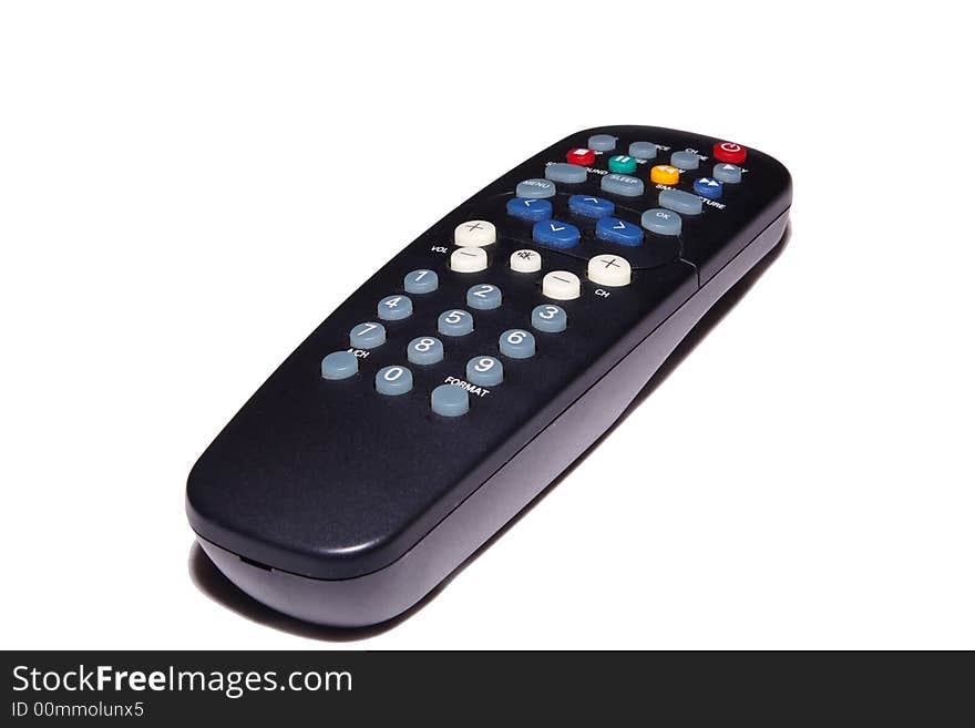 View of a remote control for a high definition television