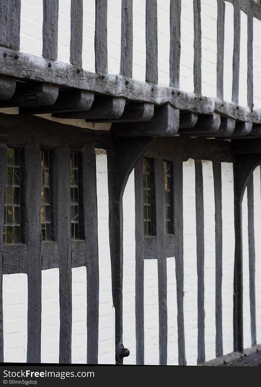 Detail of a historic timber-framed building. Detail of a historic timber-framed building.