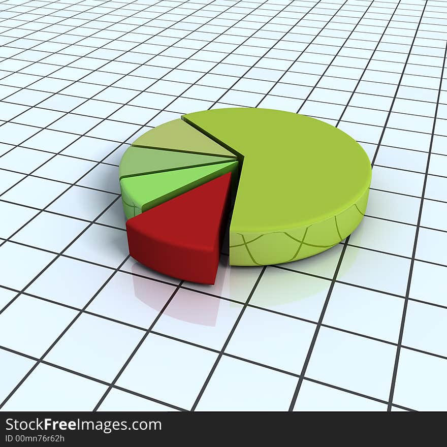 The 3d chart with one red