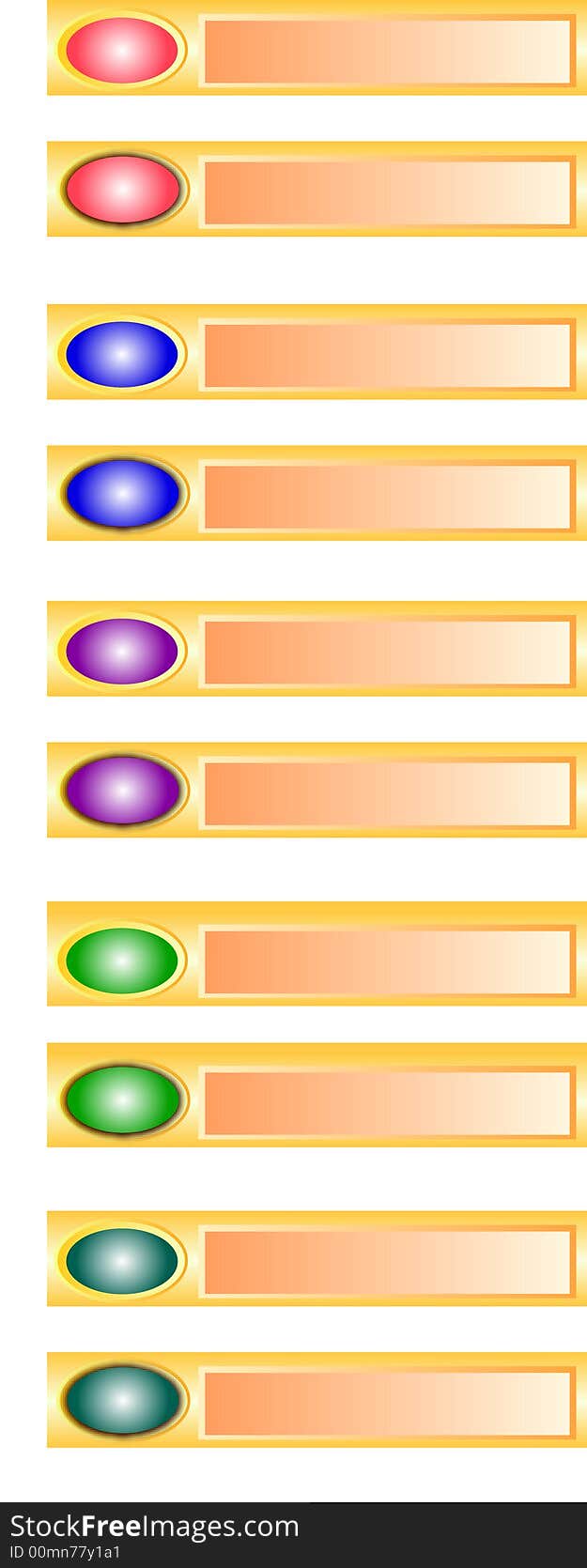 Five web buttons with and without shadow, usable as rollovers. Available as Illustrator-file