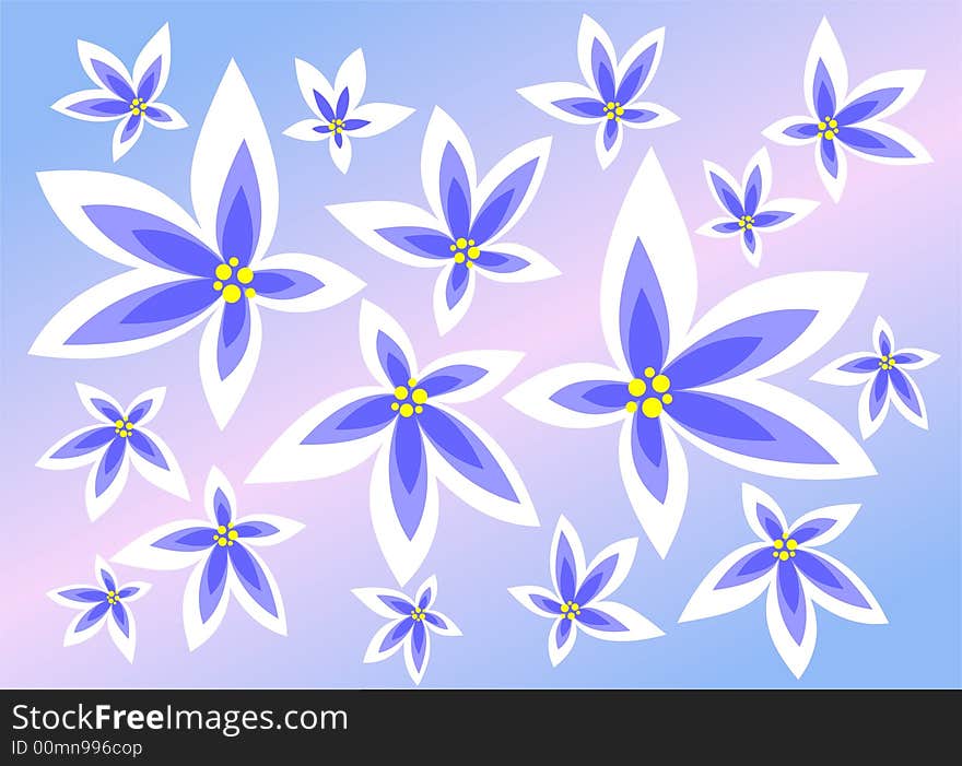 The violet stylized flowers on a light violet background. The violet stylized flowers on a light violet background.