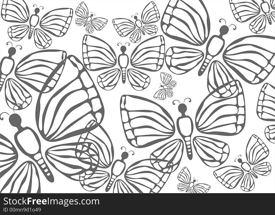 White butterflies background