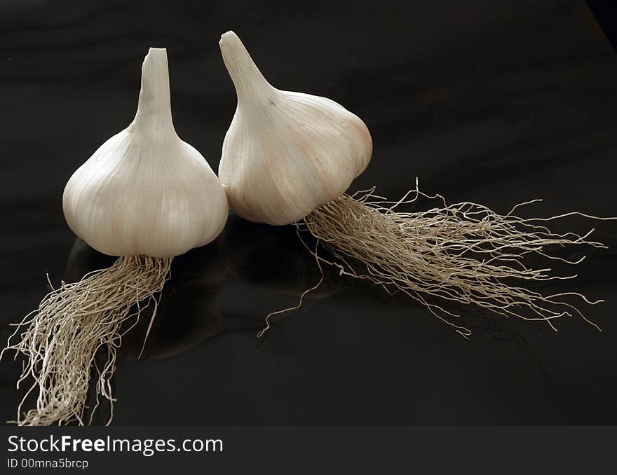 Garlic on a black background