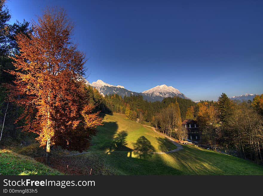 Mountain scene, panorama in the Tyrol, Austria. Mieminger Plateau looking East!. Mountain scene, panorama in the Tyrol, Austria. Mieminger Plateau looking East!