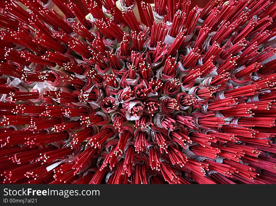 Joss sticks arranged for sale. Joss sticks arranged for sale